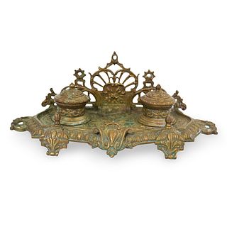 Antique Victorian Bronze Inkwell