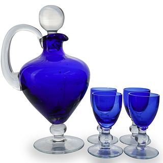 (5 Pc) Art Glass Liquor Set