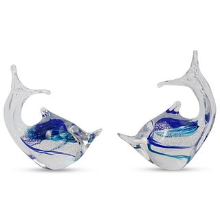 Pair of Murano Glass Dolphins
