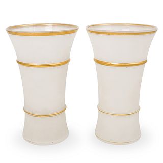 (2 Pc) French Milk Glass Vases