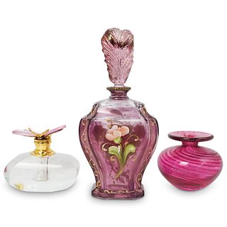 (3 Pc) Group Of Misc. Glass Perfume Bottles