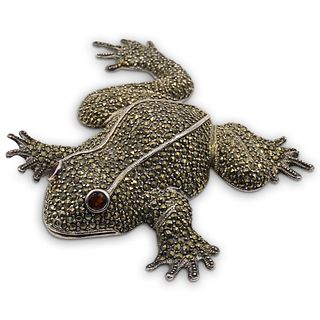 Figural Sterling Silver Frog Brooch