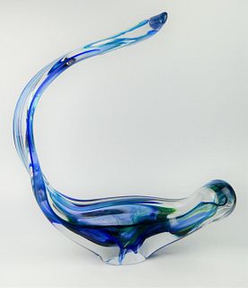 SIGNED CONTEMPORARY ABSTRACT ART GLASS SCULPTURE