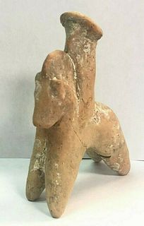 Assyrian Terracotta Horse Rider c.1400 BC. Size 4 1/4 inches high. Provenance: Ex Robert Horbacz Estate, New York.