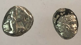 Lot of 2 Coins Phoenicia Arados AR Diobol, Persian Siglos 