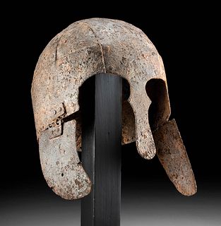 Rare Anglo-Saxon Iron Helmet w/ Nose Guard & Ear Flaps