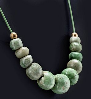 Maya Jade Bead Necklace w/ Gold Beads