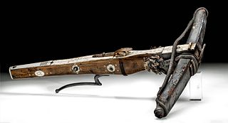 18th C. German Wooden Crossbow w/ Bone Inlay