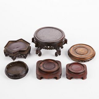 Grp: 6 Chinese Carved Wood Stands