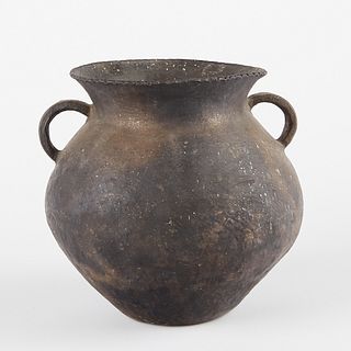 Large Black Two-Handle North American Olla