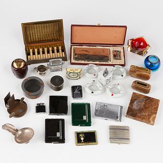 Grp: Assorted Ashtrays, Lighters, Cases - Dunhill