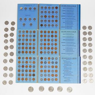 Grp: Dollar & Half Dollar Coins w/ Coin Folders/Books