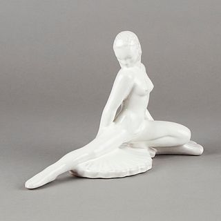Frankoma Pottery Nude Figure Fan Dancer Ceramic Sculpture