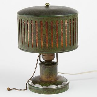 Heintz Art Metal Shop Sterling Bronze & Mica Table Lamp