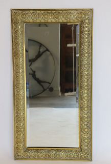 Antique French Brass Framed Mirror With