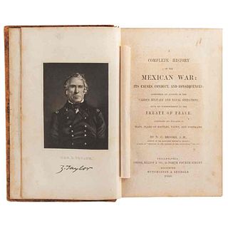 Brooks, Nathan Covington. Complete History of the Mexican War: its Causes, Conduct... Philadelphia, 1849. 47 láminas, mapas y planos.