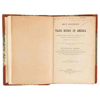 Almagro, Manuel. Breve Descripción de los Viajes Hechos en América por la Comisión Científica... Madrid, 1866. 1era edición. 2 mapas.