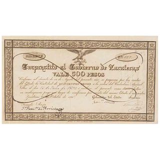 Arrieta, José Francisco de-García, Francisco-González, Manuel. Primer Billete Emitido por Estados de la República. México,1832.Numerado