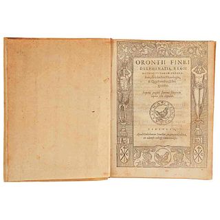 Finei, Oronce (Finei, Orontii). De Solaribus Horologiis, & Quadrantibus, Libri Quatuor. Paris, 1560. 1 lámina. 1ra edición impresa.