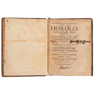 Schönberger, Georg. Demonstratio et Constructio Horologiorum Novorum. Radio Recto; Refracto in Aqua... Friburgo, 1622. 5 láminas.