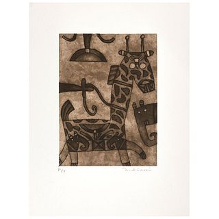 FERNANDO ANDRIACCI, Untitled, Signed, Etching and aquatint P / T, 7.6 x 5.5" (19.5 x 14 cm)