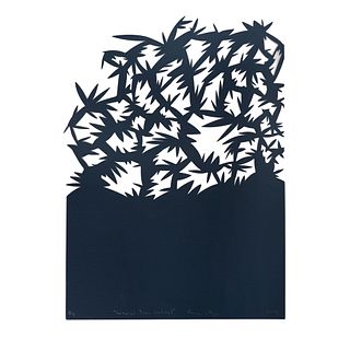 RAMSÉS OLAYA, Samurai Tree Gestual, Signed and dated 2019, Cut out paper 3 / 4, 21.2 x 15.3" (54 x 39 cm)
