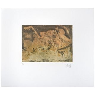 MANUEL FELGUÉREZ, Untitled, Signed and dated 03, Etching and aquatint á la poupeé P. I., 6.6 x 9.2" (17 x 23.5 cm), With document