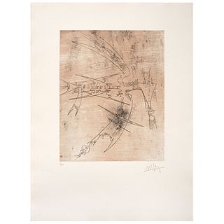 WIFREDO LAM, Le monde entre dans un sac, 1989, Signed with seal, Etching and aquatint 3 / 75 posthumous edition, 18.3 x 14.5" (46.5 x 37 cm)