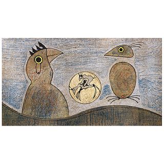 MAX ERNST, Deux Oiseaux, 1970, Signed on plate, Lithography without print number, 13.1 x 24" (33.5 x 61 cm)