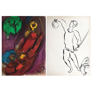 MARC CHAGALL, David and Absalom, binder Illustrations for The Bible 1956, Unsigned, Lithography without print number, 14.1 x 10.2"
