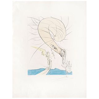 SALVADOR DALÍ, Freud with a Snail Head, 1974, Signed, Dry point and stencil A 178 / 195, 15.7 x 11.8" (40 x 30 cm)