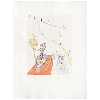 SALVADOR DALÍ, The Divine Love of Gala, 1974, Signed, Dry point and stencil F 76 / 195, 15.7 x 11.8" (40 x 30 cm)