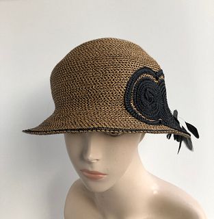Circle Cloche, with stripped coque feather accent