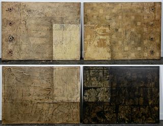 PAUL ECKE, LARGE 4 PANEL ABSTRACT WORK ON CANVAS