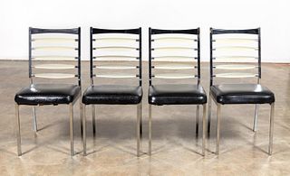 4 DAYSTROM MCM LUCITE & CHROME LADDERBACK CHAIRS