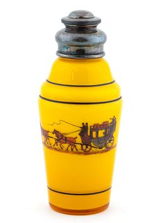 MAPPIN & WEBB TOP & YELLOW GLASS COCKTAIL SHAKER