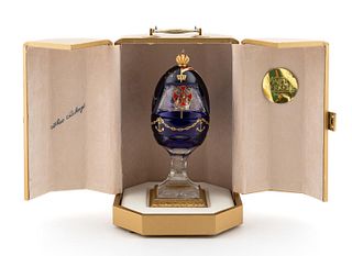 THEO FABERGE "THE COLUMBUS EGG", WITH DISPLAY CASE