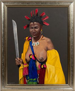 DON HEYWOOD, AFRICAN PORTRAIT, OIL ON CANVAS