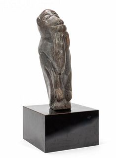 AFRICAN SHONA SCULPTURE ON STAND, "MONKEY"