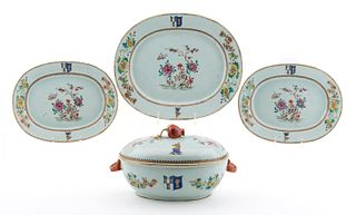 FOUR PC CHINESE EXPORT ARMORIAL SERVING SET