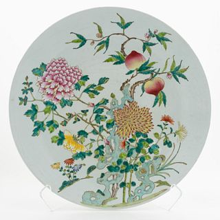 LARGE CHINESE FAMILLE ROSE PORCELAIN CHARGER 19.5"