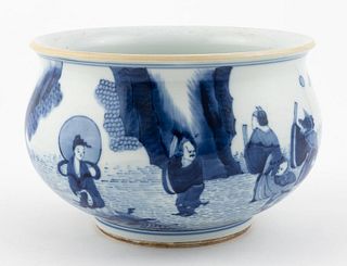 CHINESE BLUE AND WHITE PORCELAIN WASH BOWL