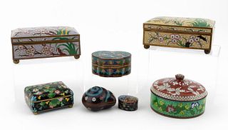 20TH CENTURY, SEVEN CHINESE CLOISONNE BOXES