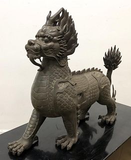 CHINESE QING STYLE CAST BRONZE QILIN FIGURE