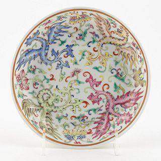 CHINESE FAMILLE ROSE PORCELAIN SHALLOW BOWL