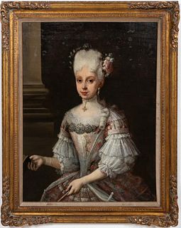 FRENCH, PORTRAIT OF 18TH C NOBILITY, OIL ON CANVAS