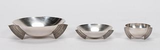 THREE, CHRISTOFLE ART DECO STYLE FOOTED BOWLS
