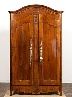 LATE 18TH C. FRENCH FRUITWOOD 2 DOOR ARMOIRE