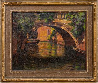 HENRY RICHTER, VENICE CANAL, OIL ON CANVAS, SIGNED