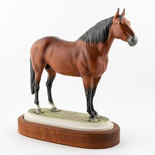 BOEHM "ADIOS" PORCELAIN HORSE ON WOODEN STAND
